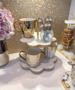 Inspire Me! Home Decor White Marble Flower Shaped Cake Stand (2 Colors)