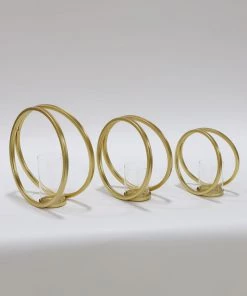 Inspire Me! Home Decor Gold Circle Candle Holders (Set Of 3)