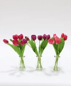Inspire Me! Home Decor Real Touch Tulip Arrangement In Glass Vase (2 Colors)
