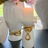 Inspire Me! Home Decor White Ceramic Candle Holder With Gold Elegant Details (2 Sizes)