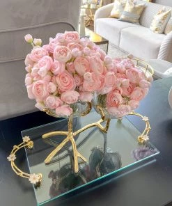 Inspire Me! Home Decor Gold Branch Centerpiece With 2 Glass Crackled Bowls