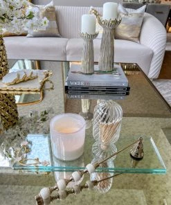 Inspire Me! Home Decor Rectangular Glass Tray With Cherry Blossom Details