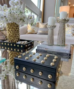 Inspire Me! Home Decor Studded Decorative Wood Boxes (4 Colors)