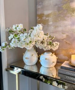 Inspire Me! Home Decor White & Gold Studded Metal Vases (2 Sizes)