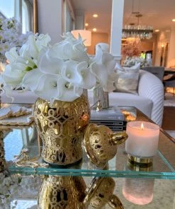 Inspire Me! Home Decor Gold Patterned Mini/Miniature Ginger Jar