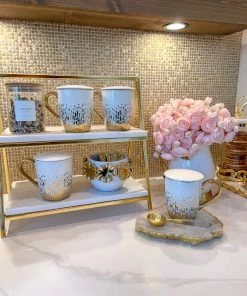 Inspire Me! Home Decor Gold & White Ceramic Mug With Lid