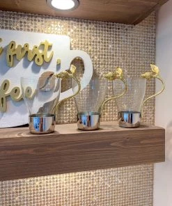 Inspire Me! Home Decor Glass Mug With Gold Pomegranate Handle And Silver Metal Base