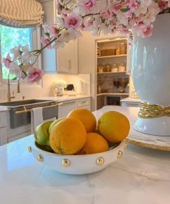 Inspire Me! Home Decor Wood Bowl With Gold Studded Details