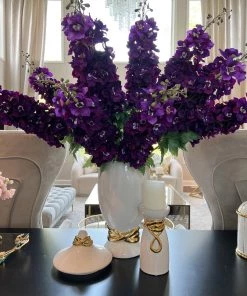 Inspire Me! Home Decor White Ceramic Candle Holder With Gold Elegant Details (2 Sizes)