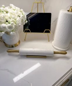 Inspire Me! Home Decor Marble Rolling Pin With Gold Hammered Handles
