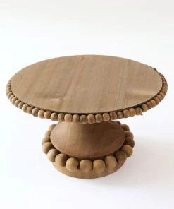 Inspire Me! Home Decor Round Beaded Wood Cake Stand (2 Sizes)