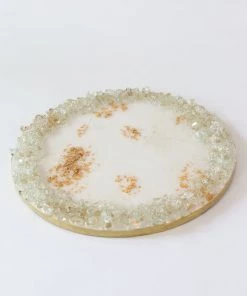 Inspire Me! Home Decor Round White Resin Tray/Trivet