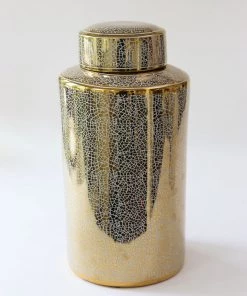 Inspire Me! Home Decor Jars White And Gold Elegant Jar With Lid (2 Sizes)