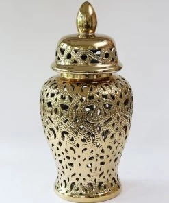 Inspire Me! Home Decor Ginger Jars Gold Beaded Ginger Jar (2 Sizes)
