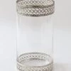 Inspire Me! Home Decor Tall Glass Vase W/ Ornate Silver Metal Rims