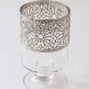 Inspire Me! Home Decor Glass Stem Vase W/ Ornate Silver Metal Rim