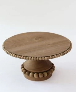 Inspire Me! Home Decor Round Beaded Wood Cake Stand (2 Sizes)