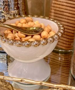 Inspire Me! Home Decor Gold Beaded Snack Bowl W/ Spoon