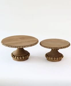 Inspire Me! Home Decor Round Beaded Wood Cake Stand (2 Sizes)