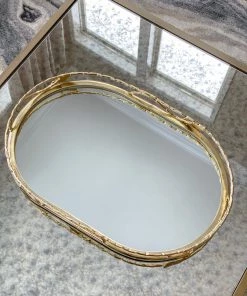 Inspire Me! Home Decor Gold Oval Mirrored Leaf Tray