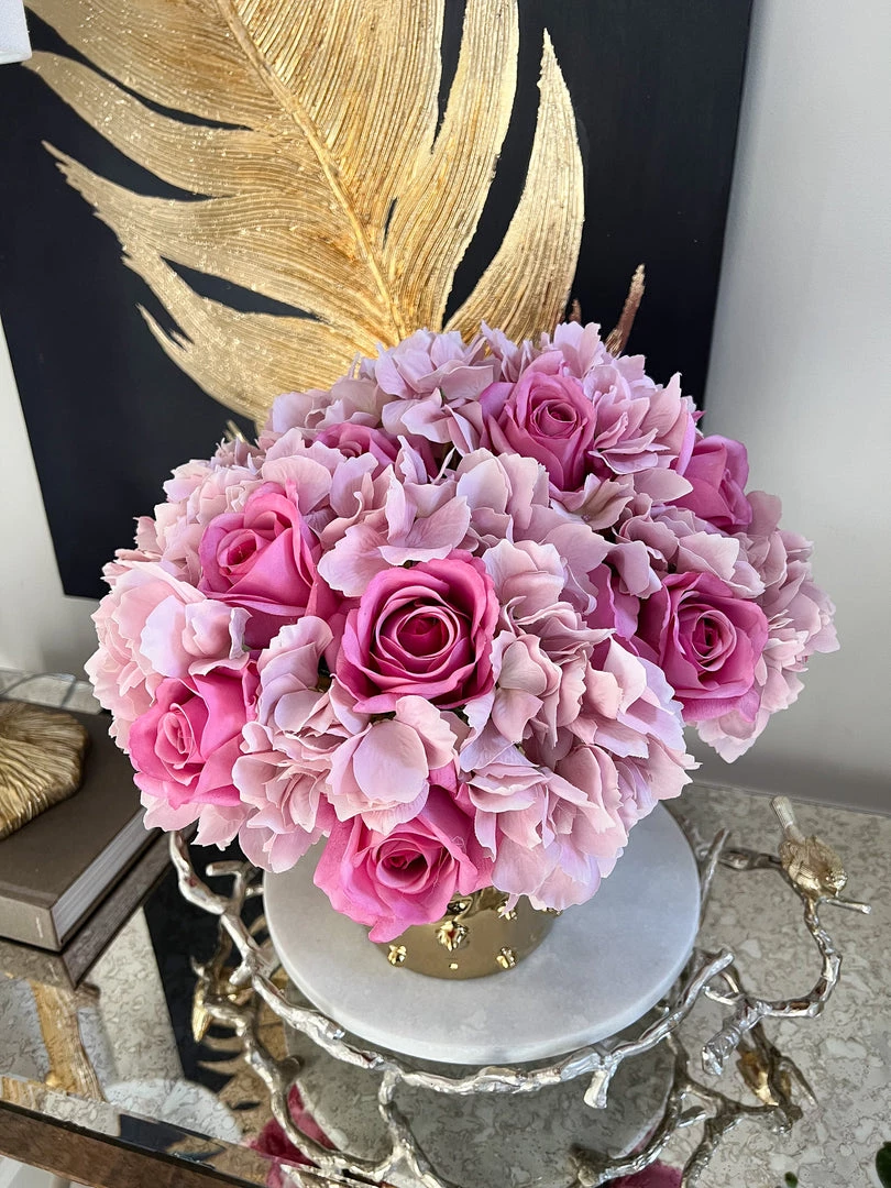 Inspire Me! Home Decor 13" Real Touch Pink Rose & Hydrangea Bundle