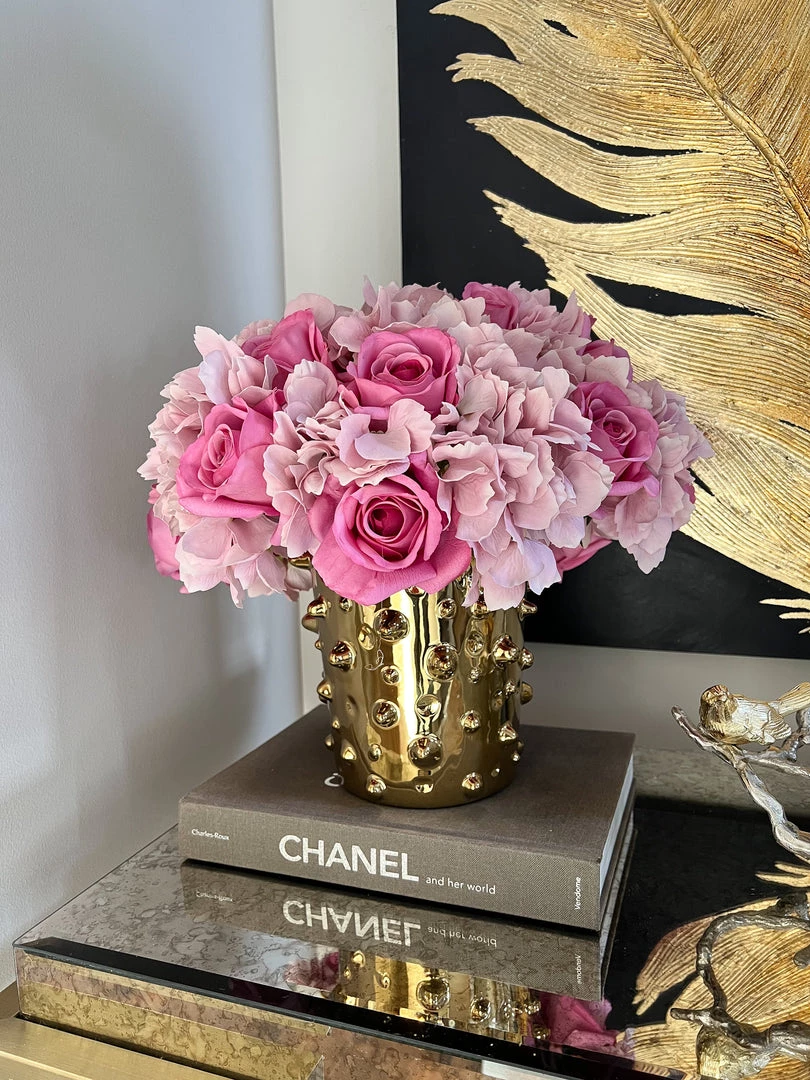 Inspire Me! Home Decor 13" Real Touch Pink Rose & Hydrangea Bundle