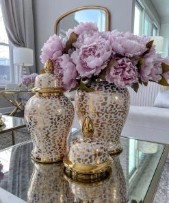 Inspire Me! Home Decor Gold Leopard Print Ginger Jar (2 Sizes)