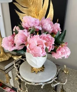 Inspire Me! Home Decor Round Marble Tray With Gold Branch & Bird Details