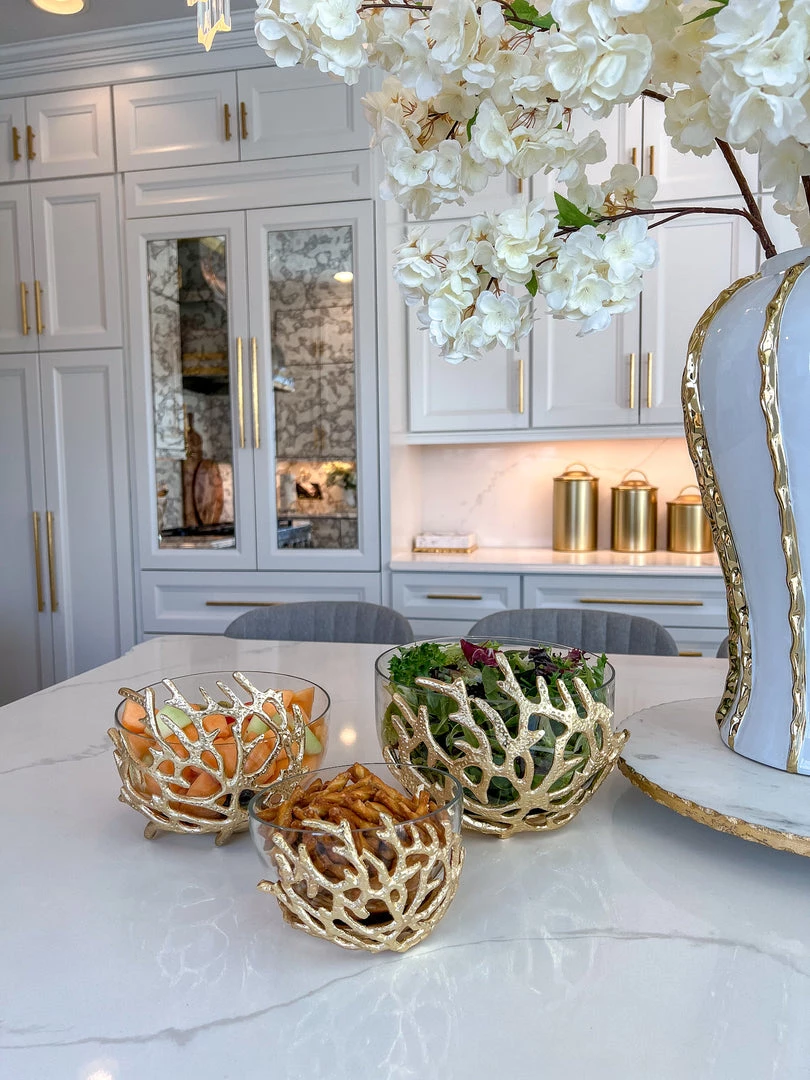 Inspire Me! Home Decor Bowls With Gold Textured Design (3 Sizes)