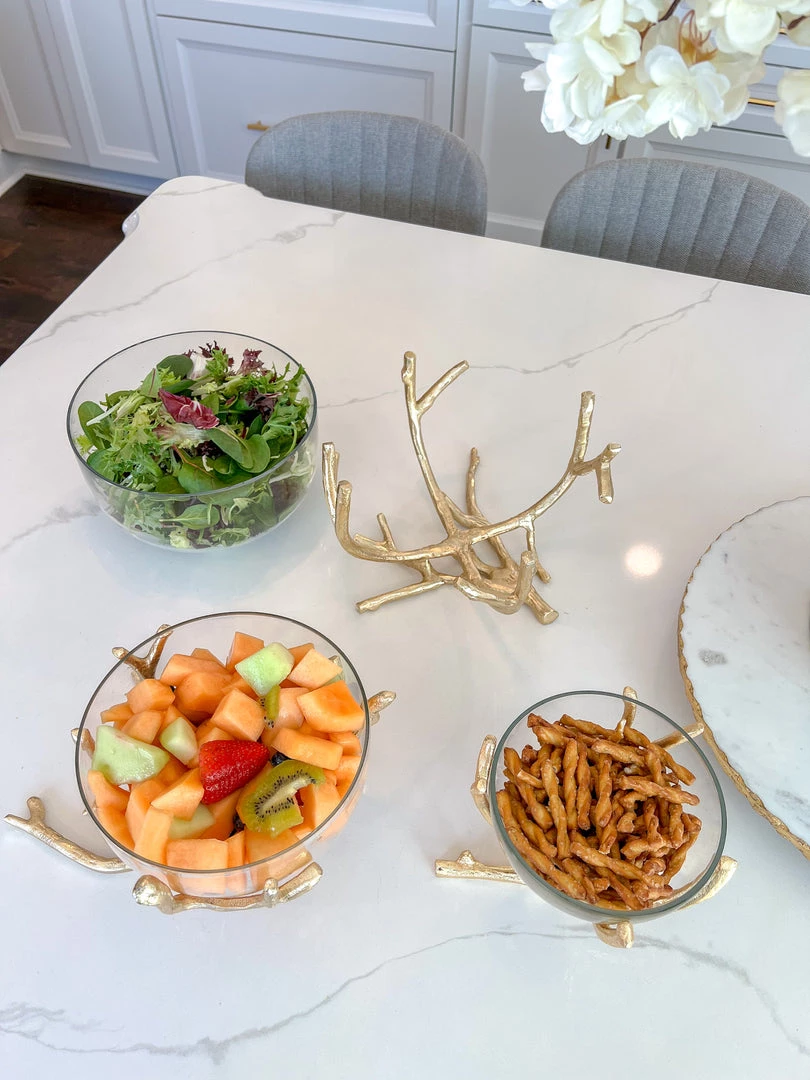 Inspire Me! Home Decor Bowls With Gold Branch Design (3 Sizes)