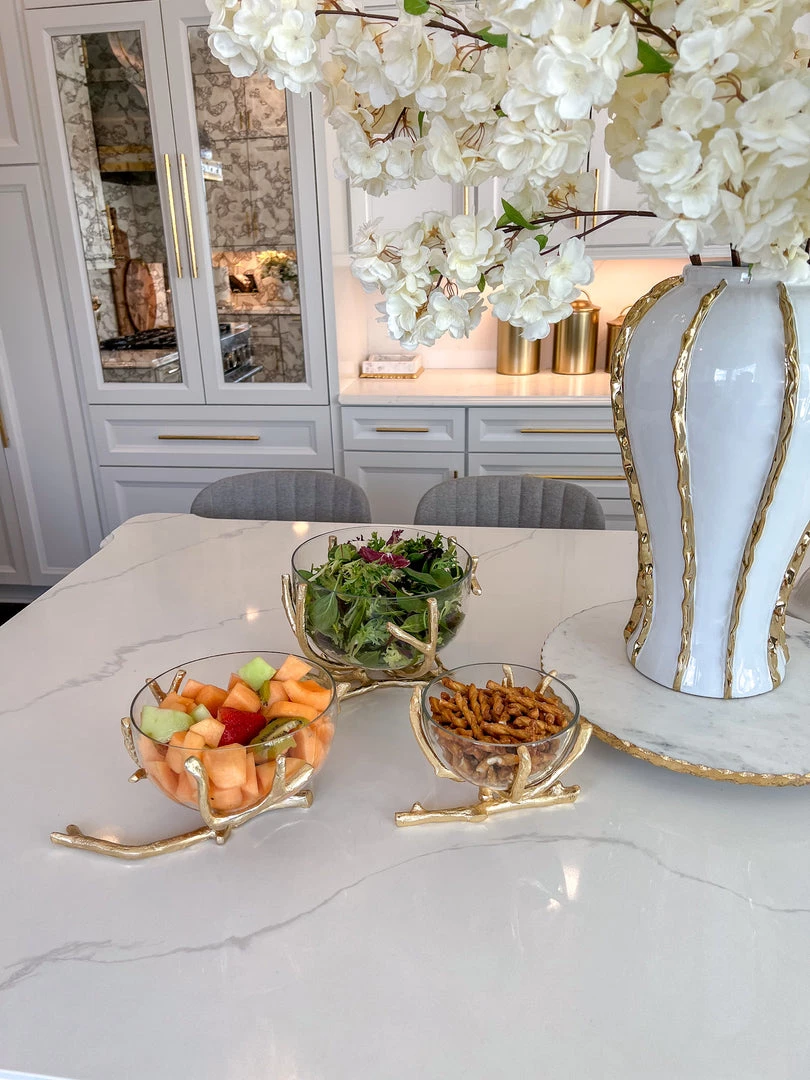 Inspire Me! Home Decor Bowls With Gold Branch Design (3 Sizes)