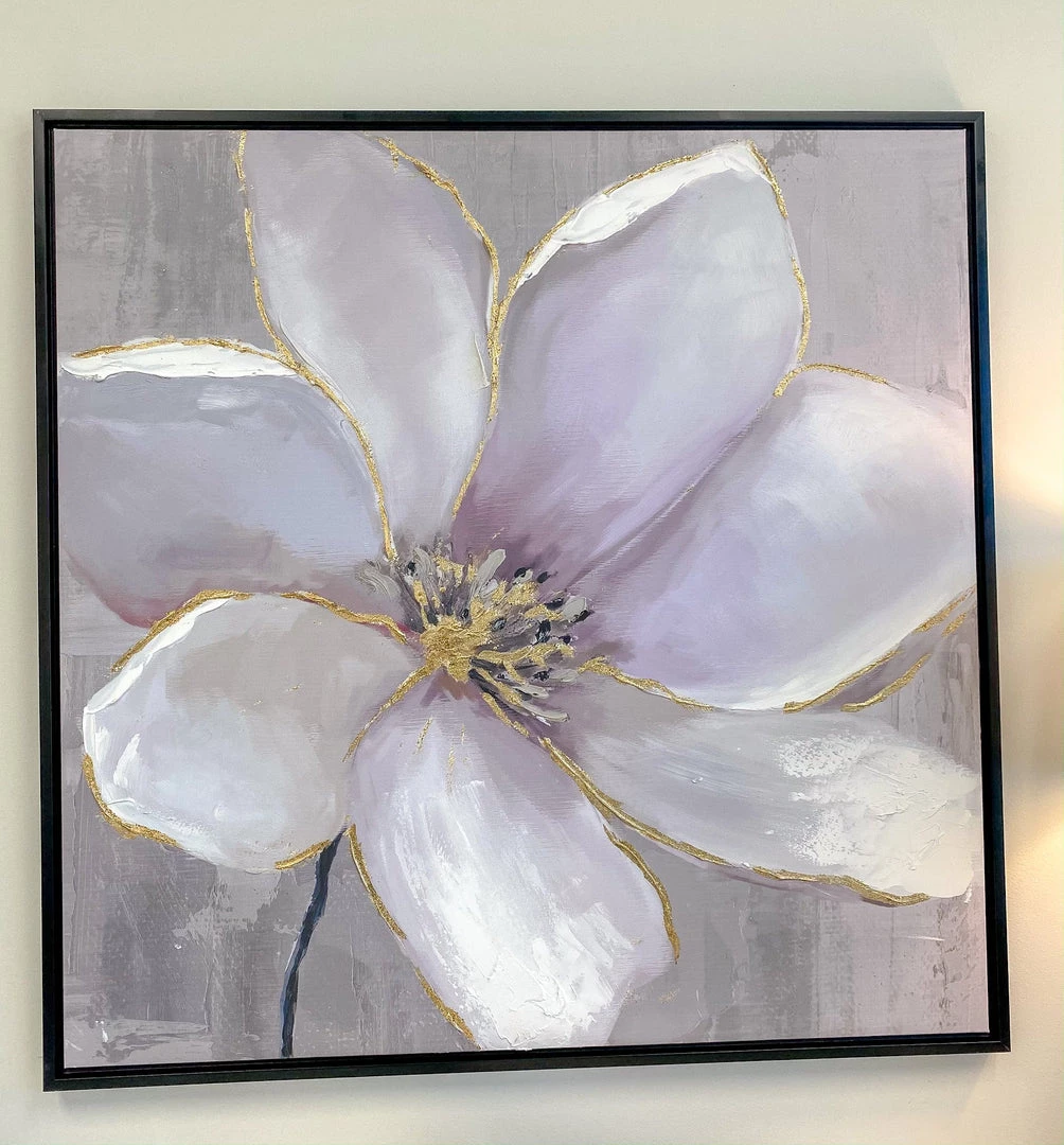 Inspire Me! Home Decor WALL ART & MIRRORS Floral Painting Wall Art W/ Gold Details