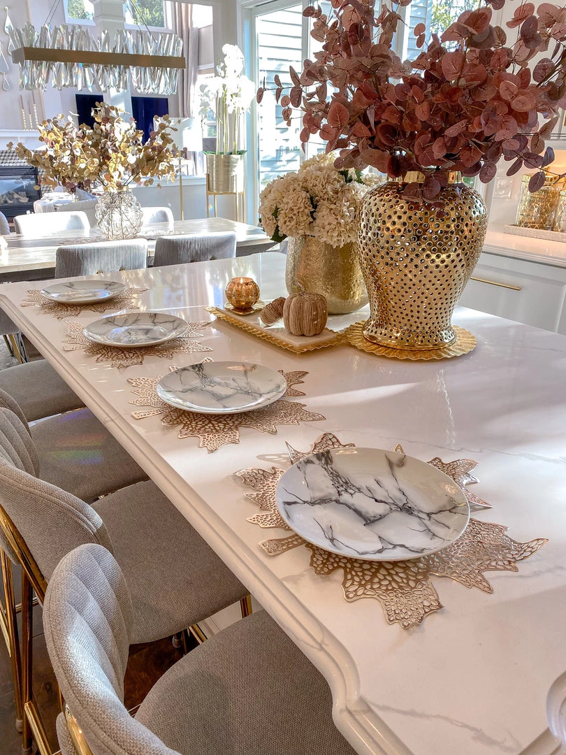 Inspire Me! Home Decor Gold Metallic Maple Leaf Place Mats (Set Of 4)