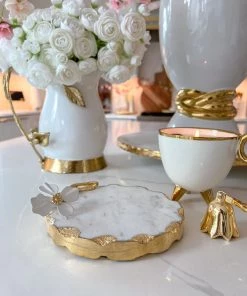 Inspire Me! Home Decor Round Trivet With White Jeweled Flower Details