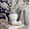 Inspire Me! Home Decor White Glittered Santa Boot Vase