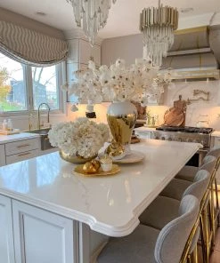 Inspire Me! Home Decor White And Gold Magnolia Stem