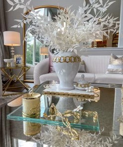 Inspire Me! Home Decor Small Rectangular Glass Tray With White Jeweled Flower Details