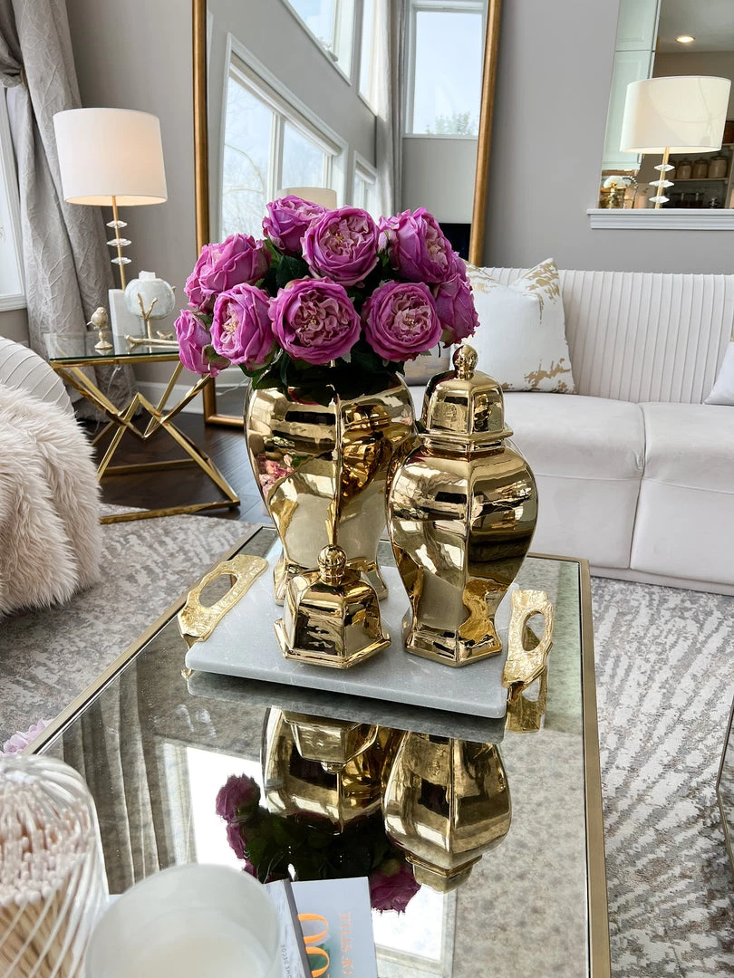 Inspire Me! Home Decor Gold Hexagon Ginger Jar (2 Sizes)