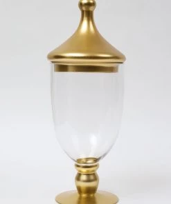 Inspire Me! Home Decor Gold Clear Glass Apothecary Jar W/ Lid (2 Colors)