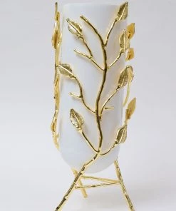 Inspire Me! Home Decor Gold Branch Vase With White Glass Insert