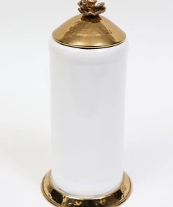 Inspire Me! Home Decor White Ceramic Jars With Gold Flower Lid (3 Sizes)