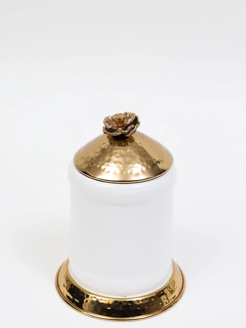 Inspire Me! Home Decor White Ceramic Jars With Gold Flower Lid (3 Sizes)