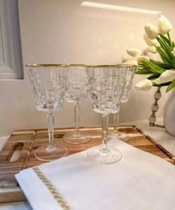 Inspire Me! Home Decor Set Of 4 Goblets With Gold Rim