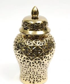 Inspire Me! Home Decor Gold Pierced Ginger Jar (2 Sizes)