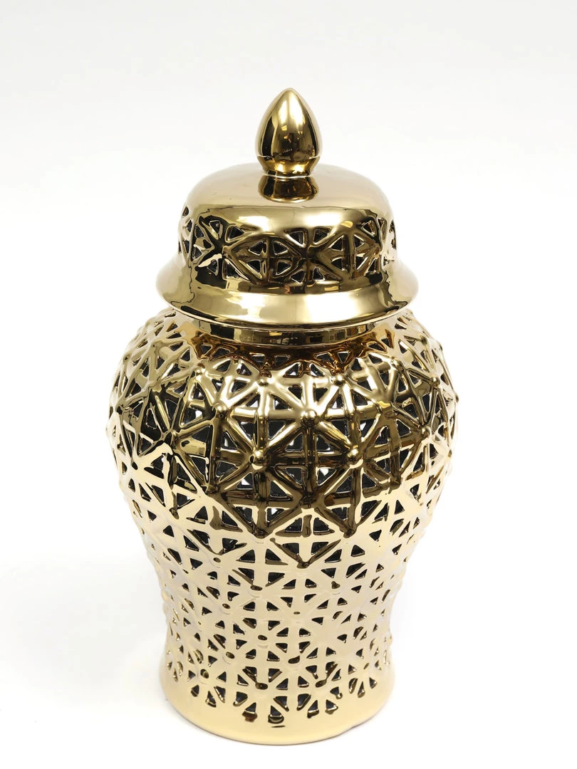 Inspire Me! Home Decor Gold Pierced Ginger Jar (2 Sizes)