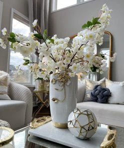 Inspire Me! Home Decor White & Gold Flower Vase