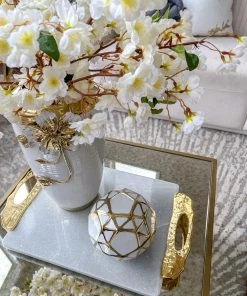 Inspire Me! Home Decor Ceramic White And Gold Orb
