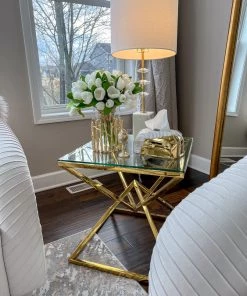 Inspire Me! Home Decor White & Gold Tissue Box Cover