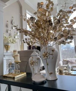 Inspire Me! Home Decor White And Gold Flower Ginger Jar (3 Sizes)