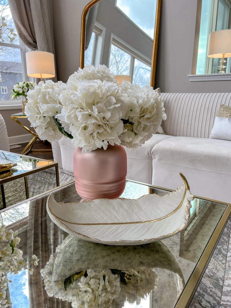 Inspire Me! Home Decor White And Gold Feather Decorative Bowl